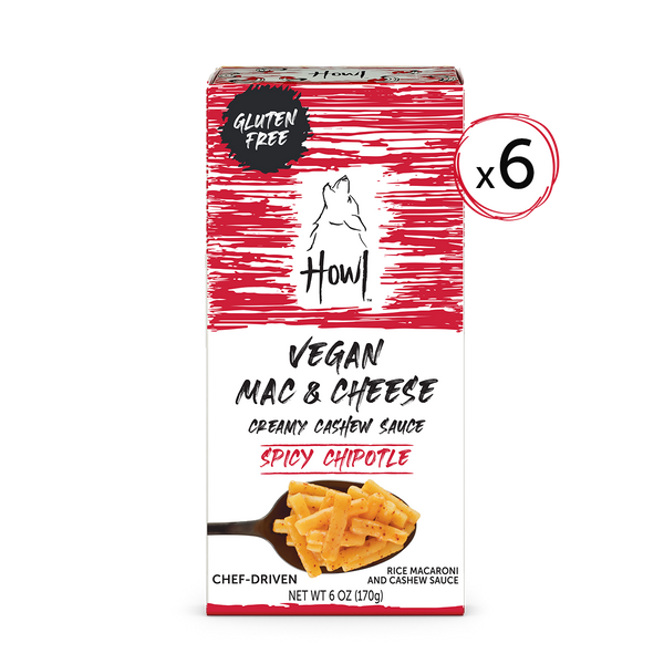 Red box of vegan mac and cheese spicy chipotle 6 pack